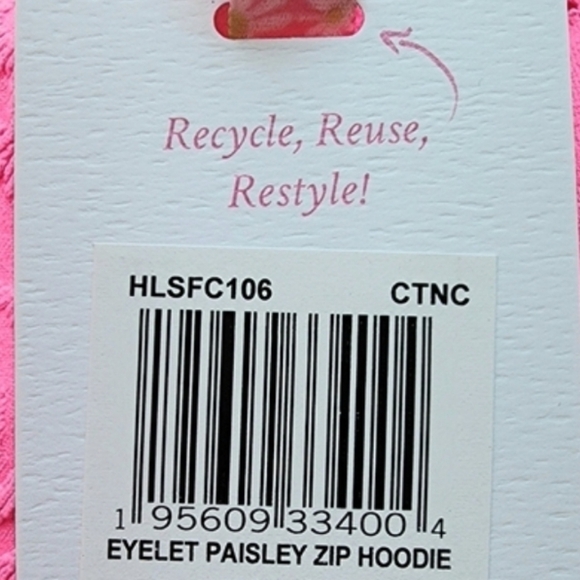 Hurley "LoveShackFancy" Pink Paisley Eyelet Zip Hoodie with Daisy Flowers - Picture 12 of 14